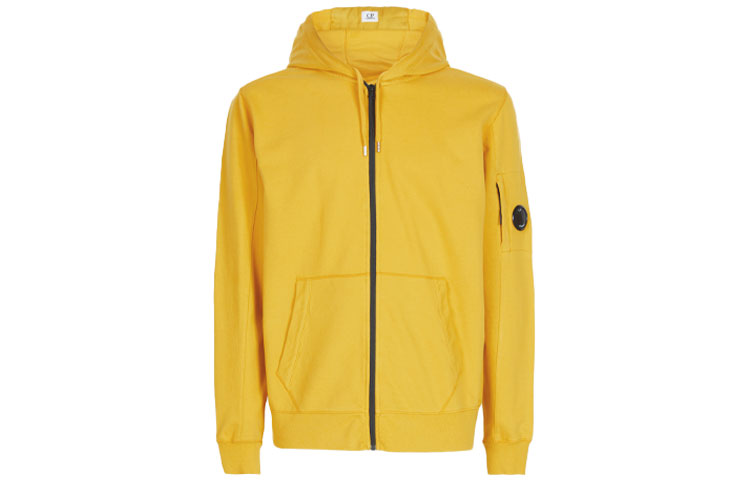 C.P. Company SS22 Fleece Yellow Zip-Up Hoodie Jacket for Men 12CMSS034A002246G239