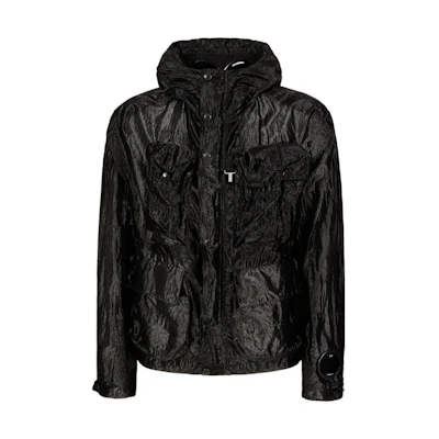 C.P. Company SS22 Goggle Hooded Nylon Jacket Black 12CMOW108A006206G-999