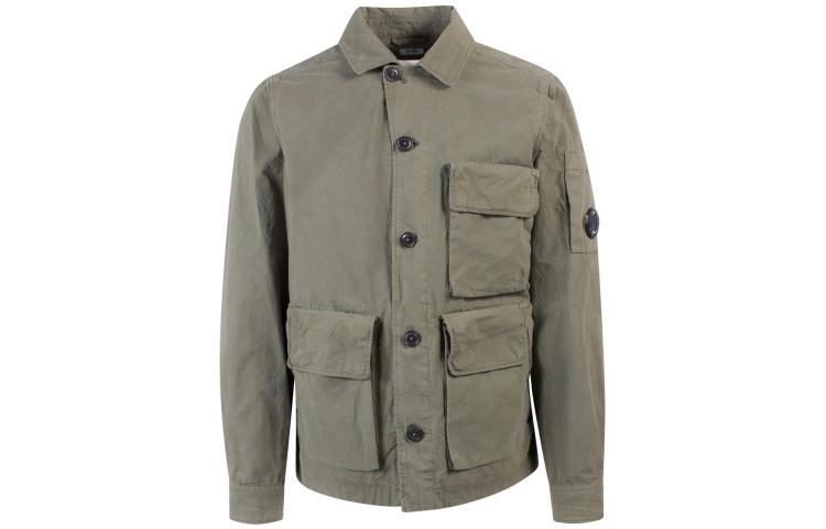 C.P. Company SS22 Green Solid Color Collar Button-Up Jacket 12CMOW212A006134G660