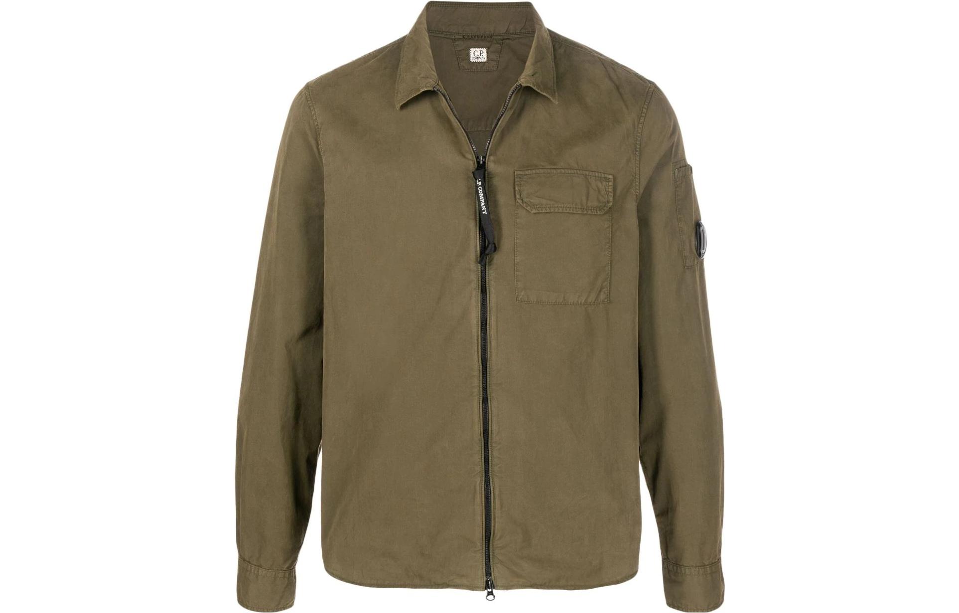 C.P. Company SS22 Green Solid Zip-Up Collared Jacket 12CMSH087A002824G683