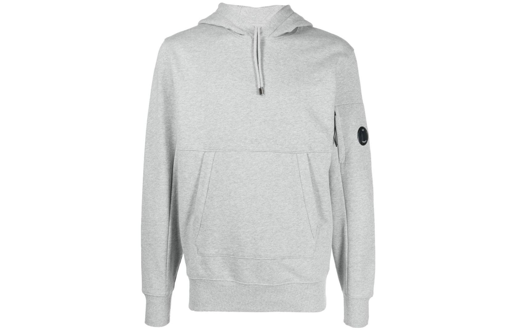 C.P. Company SS22 Grey Logo Drawstring Hoodie Pullover 13CMSS023A005086WM93