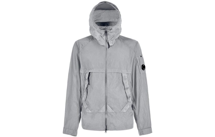C.P. Company SS22 Grey Solid Zip-Up Hooded Jacket 12CMOW203A005904G937