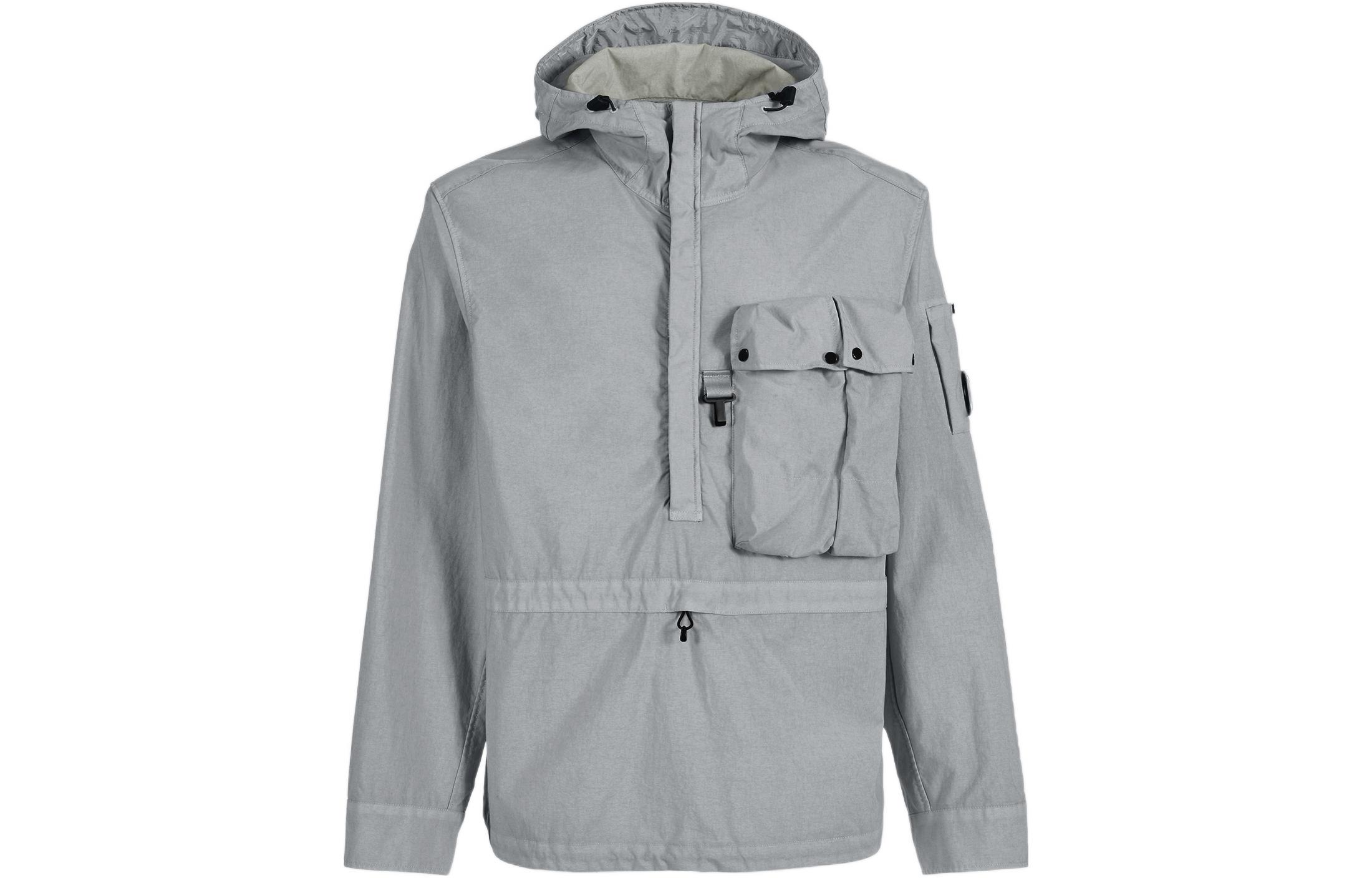 C.P. Company SS22 Half-Zip Hoodie with Chest Pocket Grey () 12CMOS102A005782G937