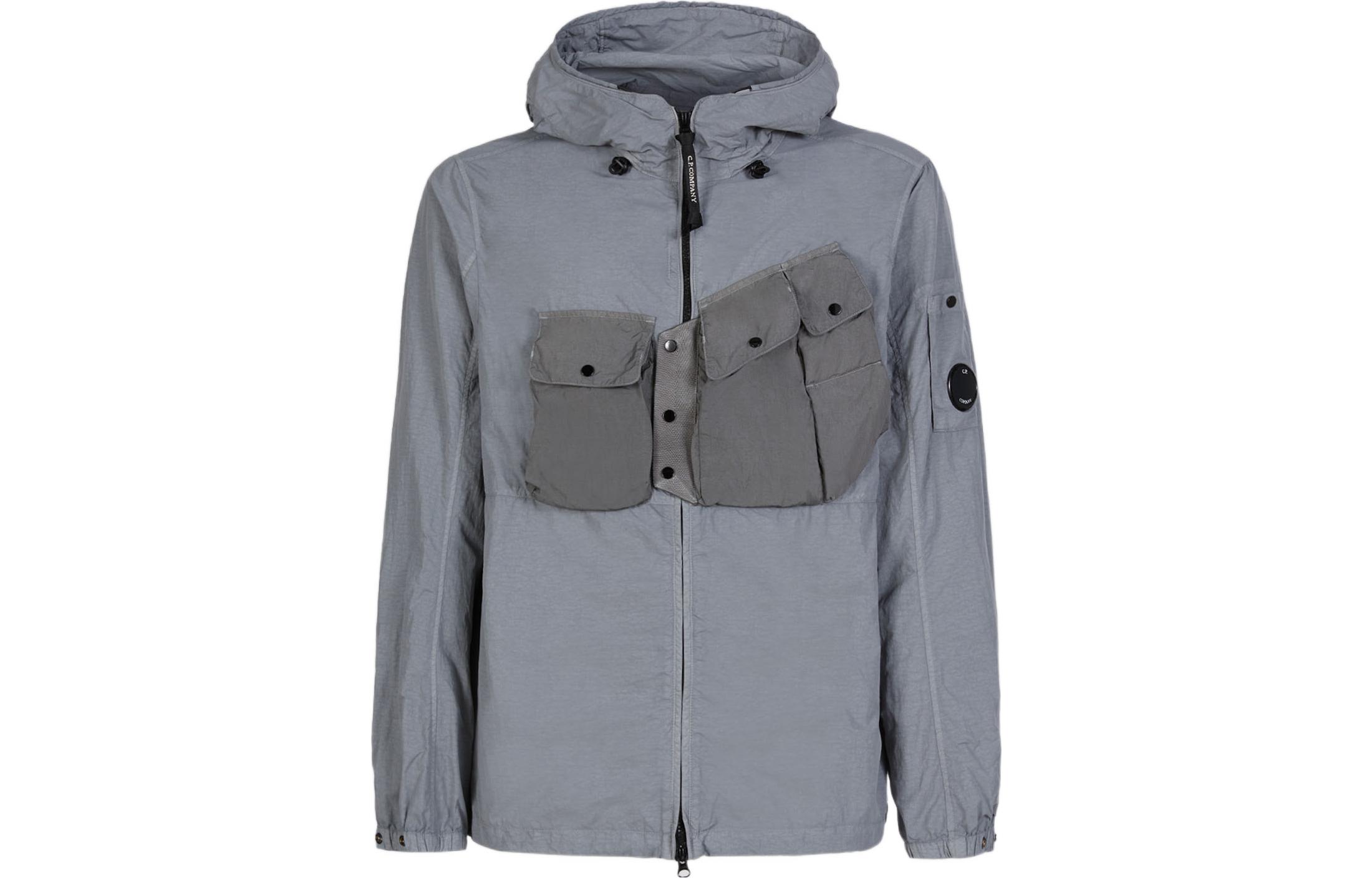 C.P. Company SS22 Hoodie Jacket with Chest Pocket Design - Gray 12CMOS106A005991M937