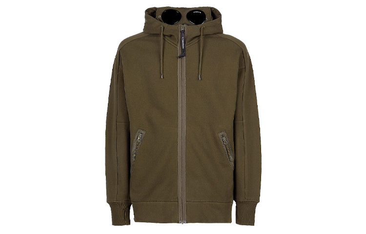 C.P. Company SS22 Ivy Green Goggle Hooded Zip-Up Sweatshirt Mens 12CMSS082A005086W6835