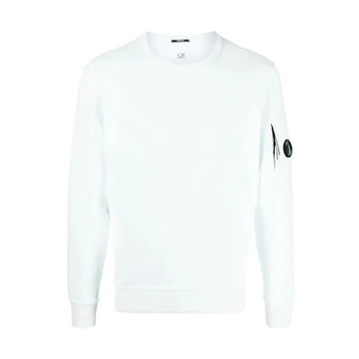 C.P. Company SS22 Light Blue Logo Patch Cotton Crewneck Sweatshirt 12CMSS319A005398S-820