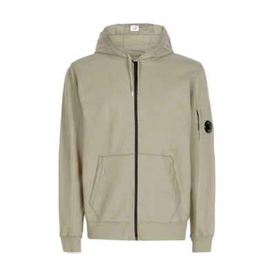 C.P. Company SS22 Light Fleece Zip Hoodie Jacket Beige Brown 12CMSS034A002246G322