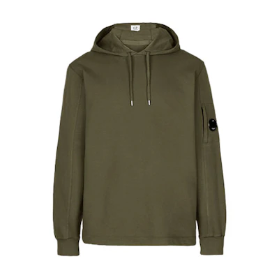 C.P. Company SS22 Lightweight Fleece Pullover Hoodie Ivy Green - Back to School 12CMSS033A002246G683