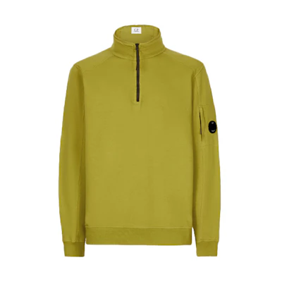C.P. Company SS22 Lightweight Fleece Quarter-Zip Pullover Moss Green Mens 12CMSS035A002246G698