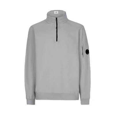 C.P. Company SS22 Lightweight Fleece Quarter-Zip Pullover Griffin Grey Mens 12CMSS035A002246G937