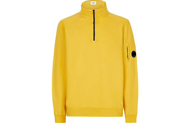 C.P. Company SS22 Lightweight Fleece Quarter-Zip Sweatshirt Yellow Mens 12CMSS035A002246G239