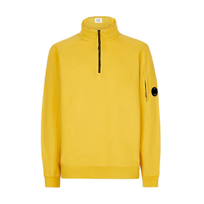 C.P. Company SS22 Lightweight Fleece Quarter-Zip Sweatshirt Yellow Mens 12CMSS035A002246G239