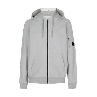 C.P. Company SS22 Lightweight Fleece Zip-Up Hoodie Men’s - Stone Gray 12CMSS034A002246GM93