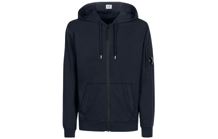 C.P. Company SS22 Lightweight Fleece Zip Hoodie Blue 12CMSS034A002246G888