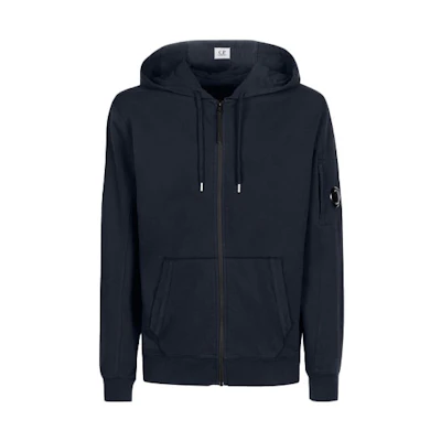 C.P. Company SS22 Lightweight Fleece Zip Hoodie Blue 12CMSS034A002246G888