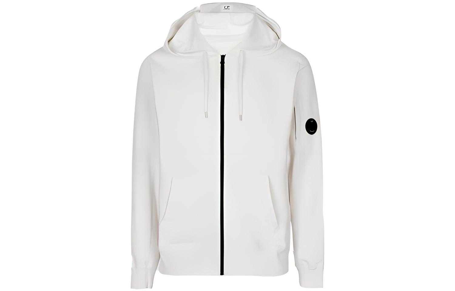 C.P. Company SS22 Lightweight Fleece Zip Hoodie Jacket White Mens 12CMSS034A002246G103