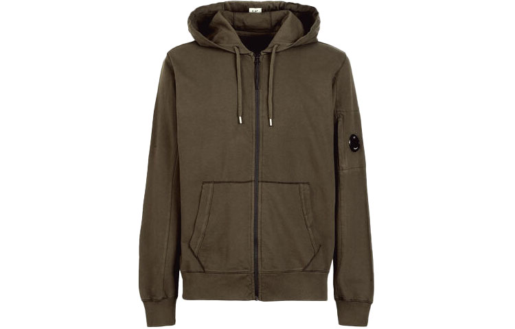 C.P. Company SS22 Lightweight Fleece Zip Hoodie Jacket Men Ivy Green Back-to-School 12CMSS034A002246G683