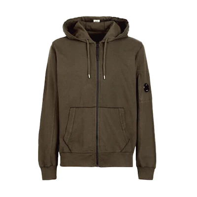 C.P. Company SS22 Lightweight Fleece Zip Hoodie Jacket Men Ivy Green Back-to-School 12CMSS034A002246G683