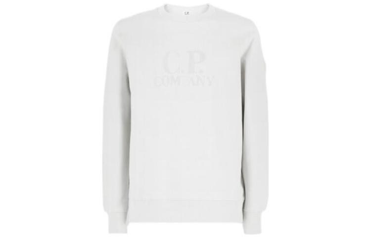 C.P. Company SS22 Logo Graphic Crewneck Long Sleeve Sweatshirt White Men 12CMSS024A005086W103