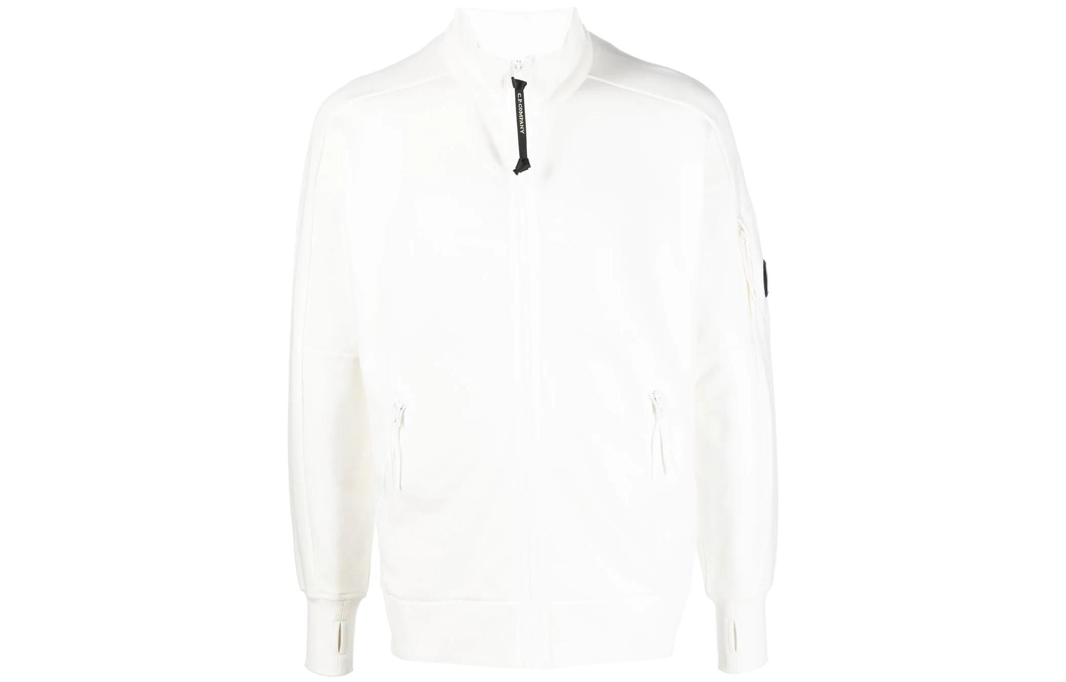 C.P. Company SS22 Logo Patch Zip-Up Jacket White - Long Sleeve 13CMSS061A005086W103