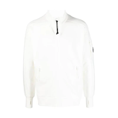 C.P. Company SS22 Logo Patch Zip-Up Jacket White - Long Sleeve 13CMSS061A005086W103