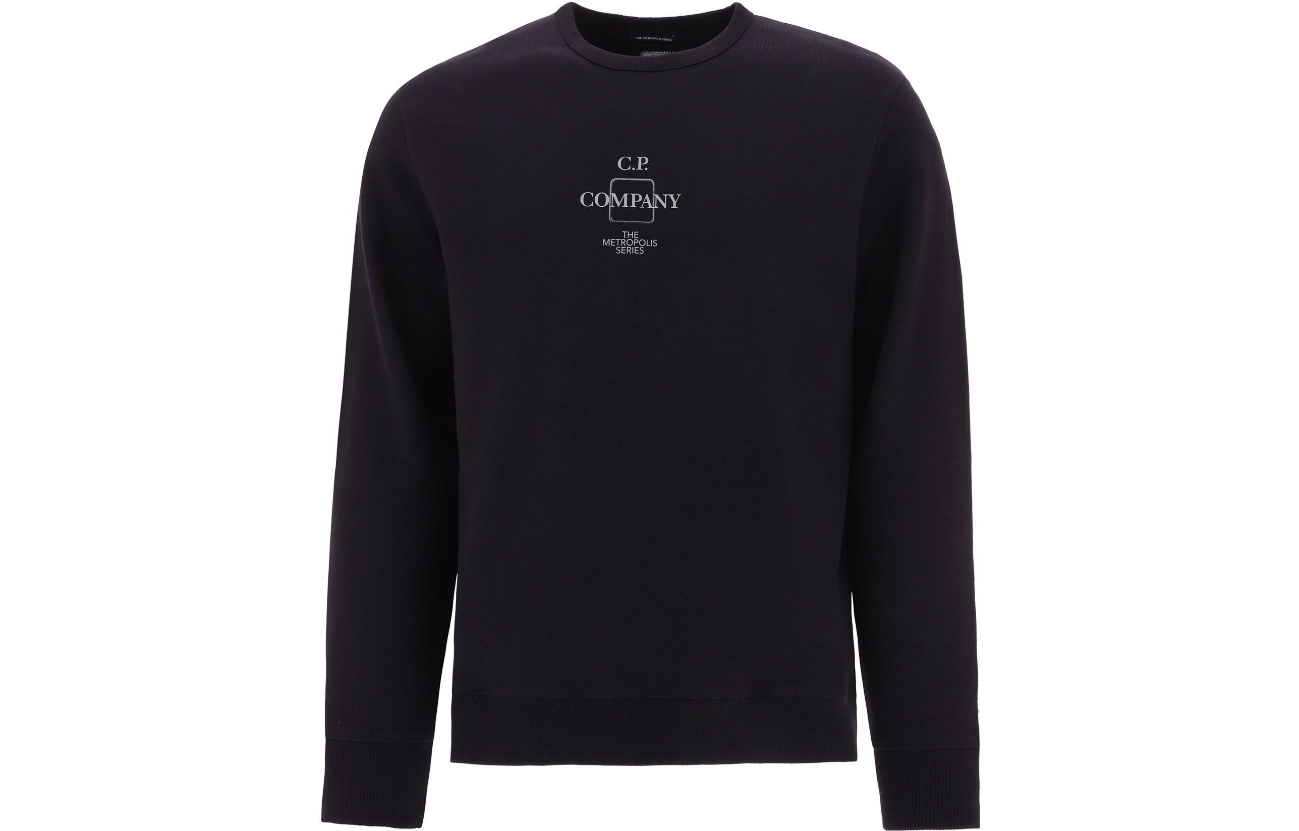 C.P. Company SS22 Logo Print Crewneck Long Sleeve Sweatshirt Black 13CMSS218A005086W999