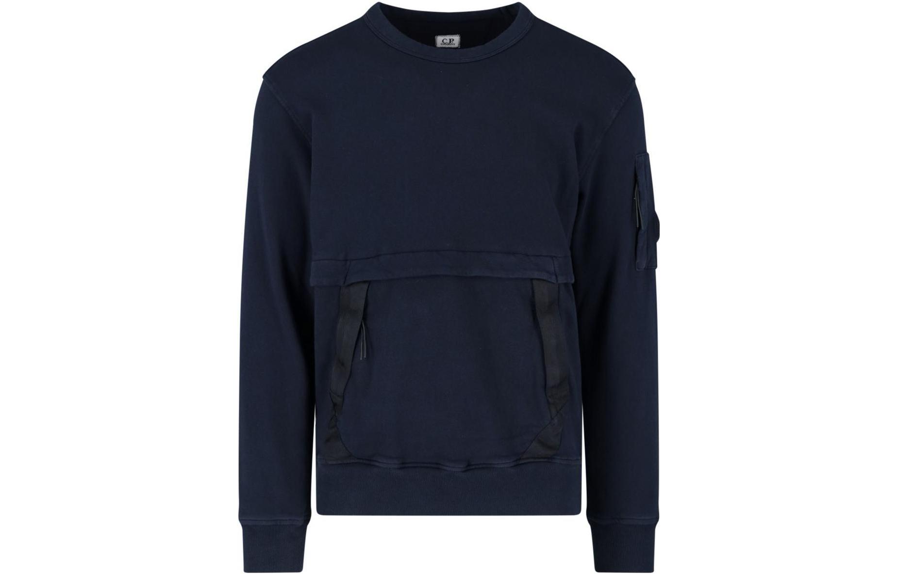 C.P. Company SS22 Multi-Pocket Crewneck Sweatshirt Navy Blue - 12CMSS135A005398G-888