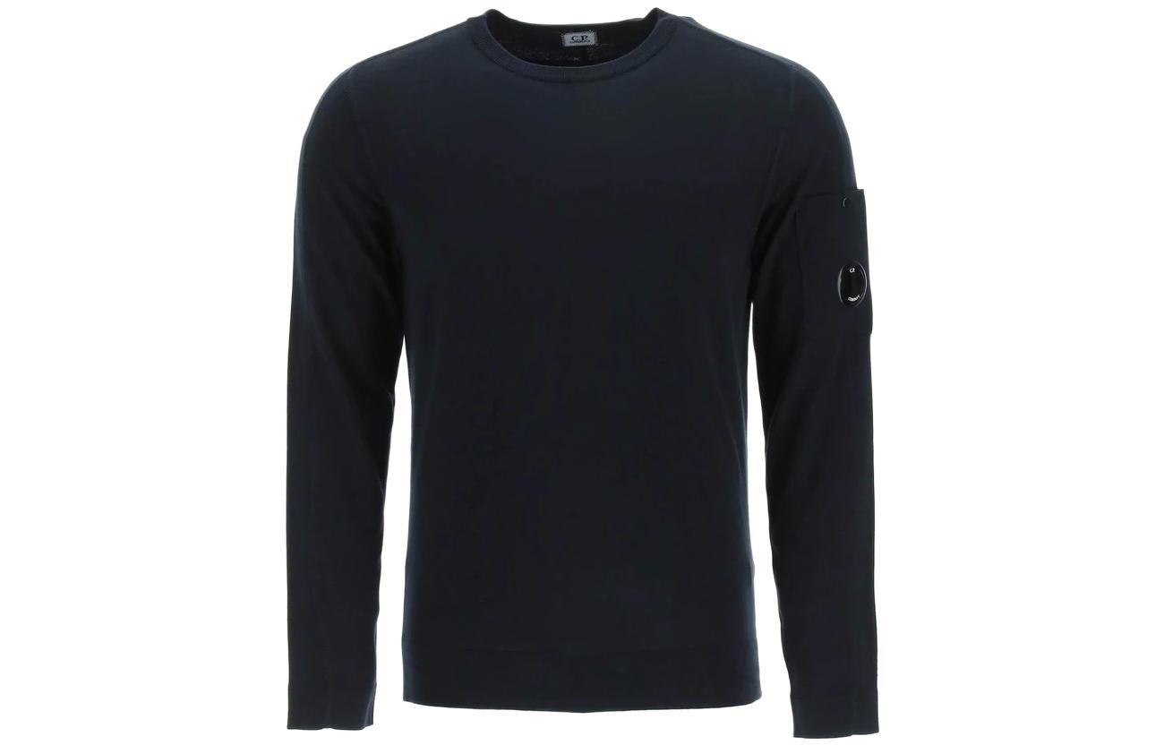 C.P. Company SS22 Navy Logo Crewneck Pullover Sweatshirt 12CMKN128A004037A888