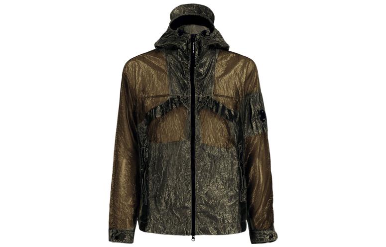 C.P. Company SS22 Nylon Mesh Transparent Hooded Jacket Green 12CMOW163A006206G660