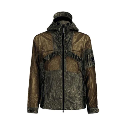 C.P. Company SS22 Nylon Mesh Transparent Hooded Jacket Green 12CMOW163A006206G660