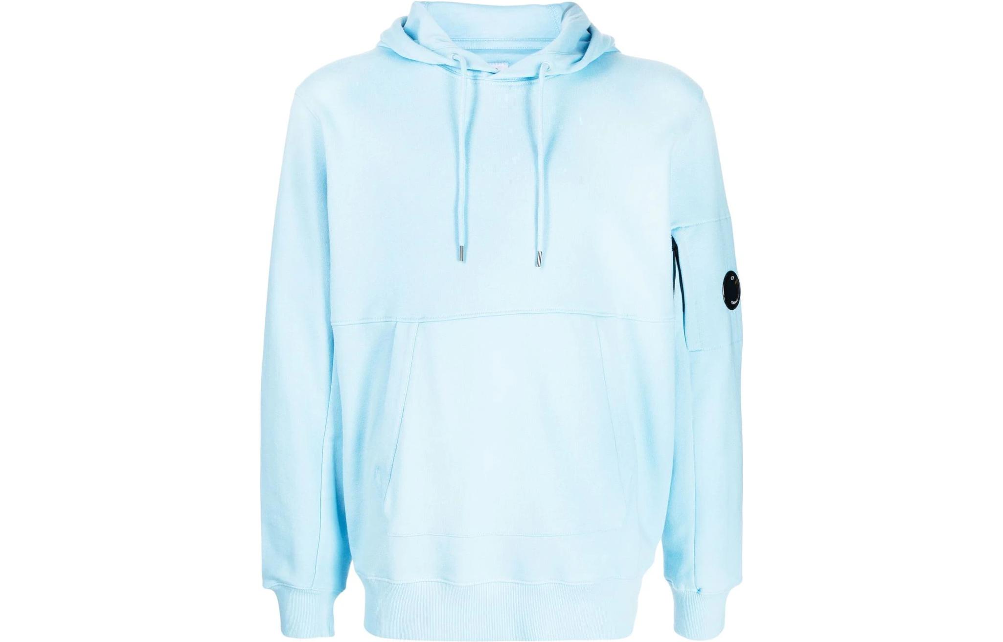 C.P. Company SS22 Solid Color Drawstring Hoodie Blue Pullover 12CMSS023A005086W-832