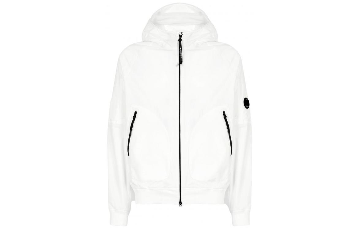 C.P. Company SS22 Solid Color Logo Hoodie Jacket White 12CMOW095A-103
