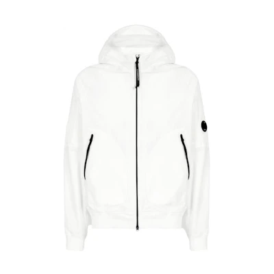 C.P. Company SS22 Solid Color Logo Hoodie Jacket White 12CMOW095A-103
