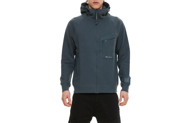 C.P. Company SS22 Solid Color Zip Hoodie Jacket Blue 12CMSS078A005086W978