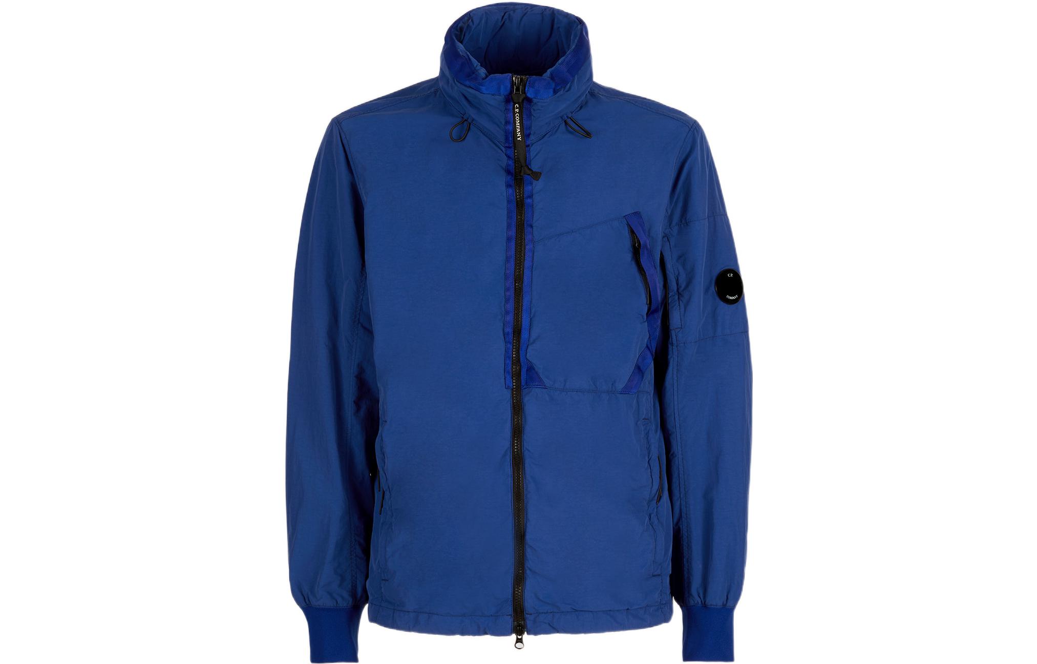 C.P. Company SS22 Solid Matte Zip-Up Stand Collar Jacket Blue () 12CMOW142A005991G892