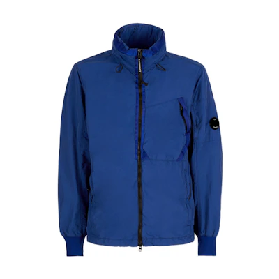 C.P. Company SS22 Solid Matte Zip-Up Stand Collar Jacket Blue () 12CMOW142A005991G892