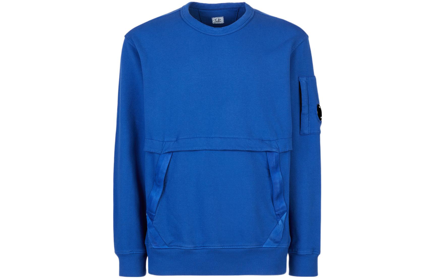 C.P. Company SS22 Solid Pullover Crewneck Sweatshirt Blue 12CMSS135A005398G892