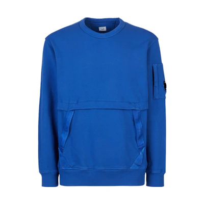 C.P. Company SS22 Solid Pullover Crewneck Sweatshirt Blue 12CMSS135A005398G892
