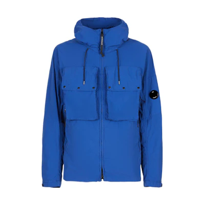 C.P. Company SS22 Solid Zip Pocket Hoodie Jacket Klein Blue 12CMOW143A005991G892