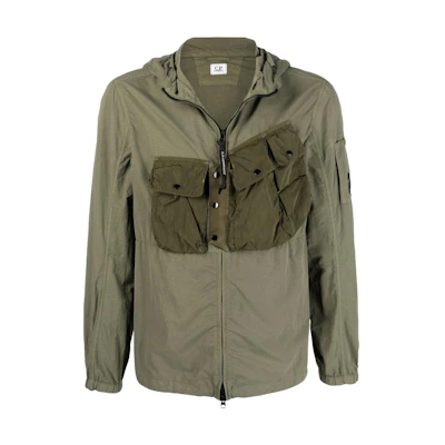 C.P. Company SS22 Utility Multi-Pocket Hoodie Jacket Military Green 12CMOS106A005991M-665