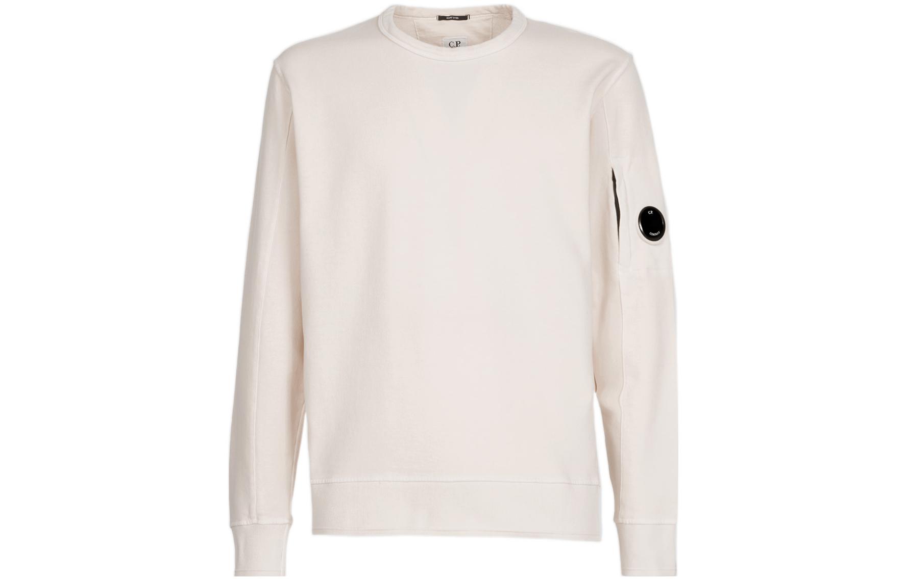 C.P. Company SS22 White Cotton Logo Crewneck Long Sleeve Sweatshirt Mens 12CMSS319A005398S405
