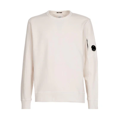 C.P. Company SS22 White Cotton Logo Crewneck Long Sleeve Sweatshirt Mens 12CMSS319A005398S405