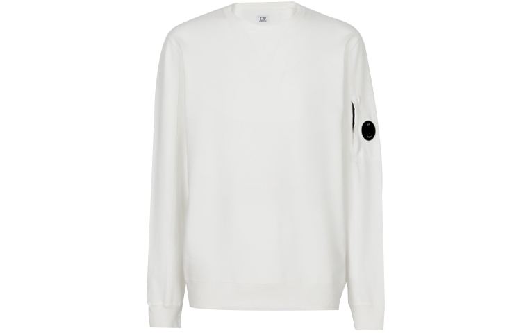 C.P. Company SS22 White Crewneck Long-Sleeve Pullover Sweatshirt 12CMSS032A002246G103
