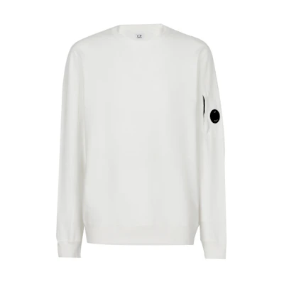 C.P. Company SS22 White Crewneck Long-Sleeve Pullover Sweatshirt 12CMSS032A002246G103