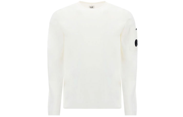 C.P. Company SS22 White Crewneck Pullover Long Sleeve Sweatshirt 12CMKN128A004037A103