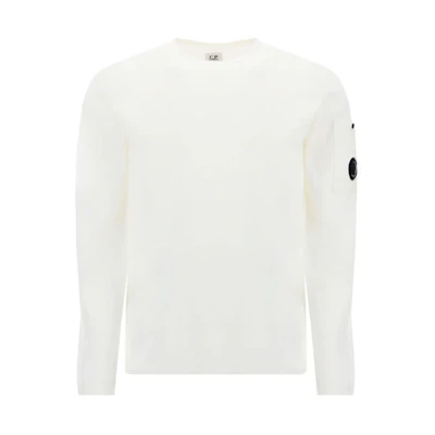 C.P. Company SS22 White Crewneck Pullover Long Sleeve Sweatshirt 12CMKN128A004037A103