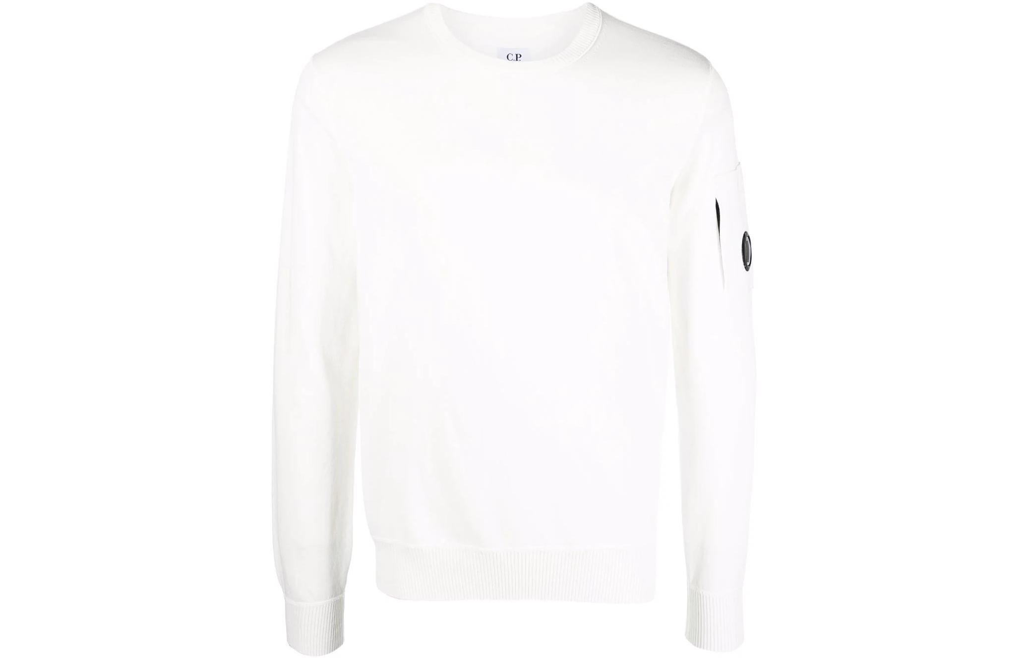 C.P. Company SS22 White Pullover Crewneck Sweatshirt Casual Plain Design 12CMKN109A004128G103