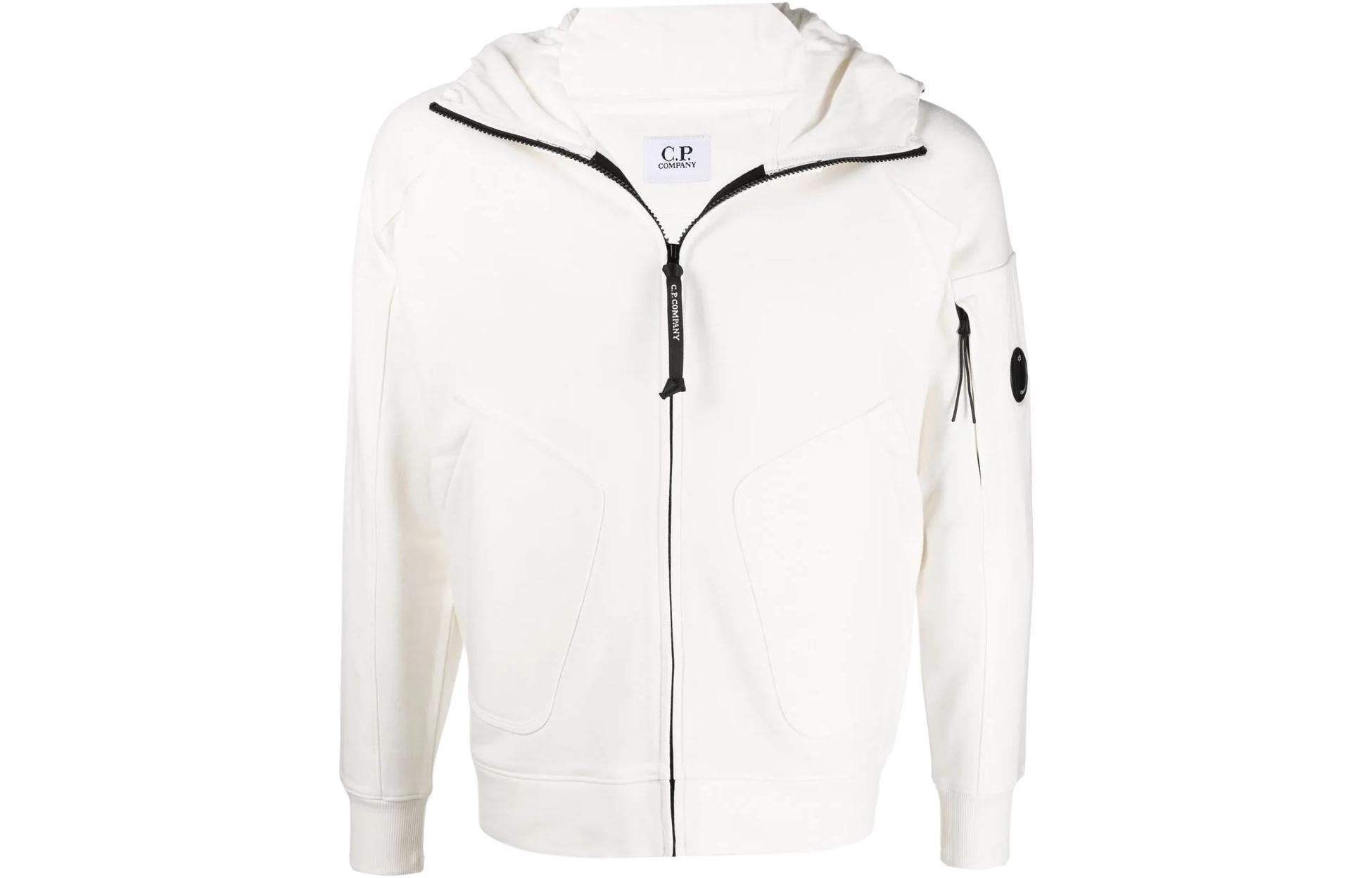 C.P. Company SS22 White Zip-Up Hoodie Jacket 12CMSS116A005086M-103