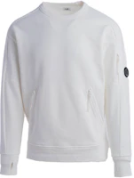 C.P. Company SS22 White Zip Detail Crewneck Pullover Sweatshirt Men’s Long Sleeve 12CMSS080A005086W103 C.P. Company SS22 White Zip Detail Crewneck Pullover Sweatshirt Men’s Long Sleeve 12CMSS080A005086W103