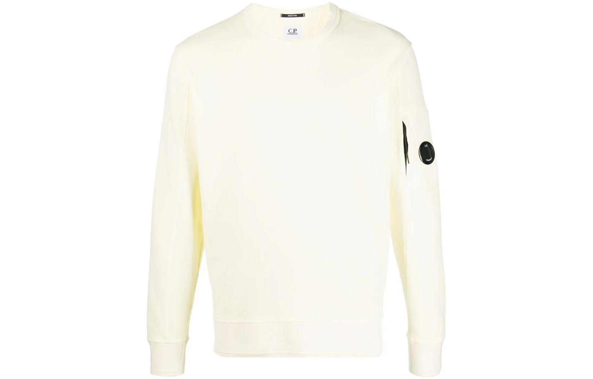 C.P. Company SS22 Yellow Logo Crewneck Cotton Sweatshirt Long Sleeve Men 12CMSS319A005398S-204
